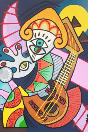 Arlecchino, la chitarra e la Luna